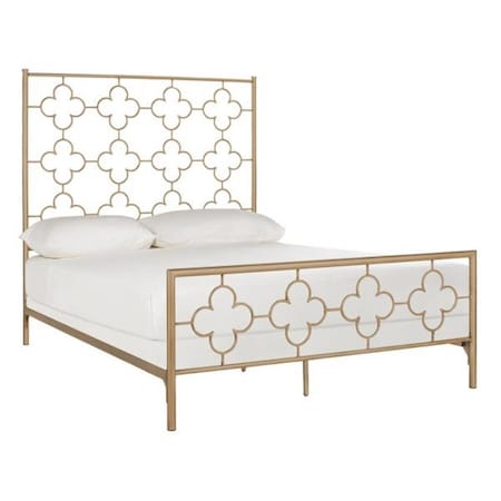 Safavieh 59.25 x 54 x 83 in. Morris Lattice Metal Bed, Antique Gold - Full Size FOX6297A-F